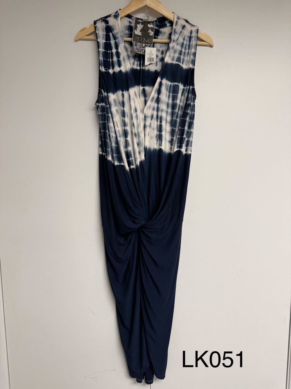 Young Fabulous & Broke Navy and White Tie-Dye Twist Maxi Dress